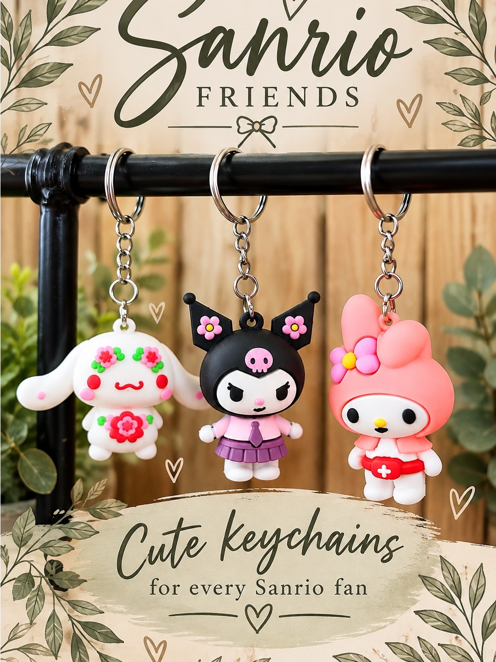 Sanrio My Melody, Kuromi or Cinnamoroll Collectible Keychain: Choice of (1) One